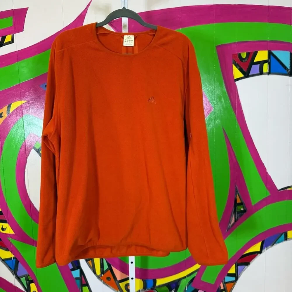 Adidas Orange Long Sleeve Fleece Casual Comfort. Size Large. Excellent condition